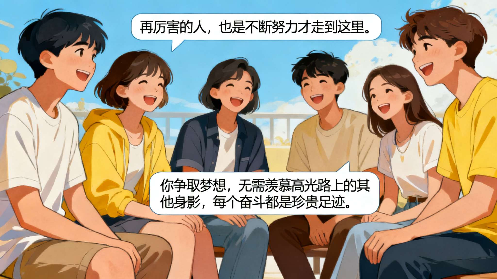 这种积极向上的影响力逐渐释放到整个年轻群体。“再厉害的人，也是不断努力才走到这里